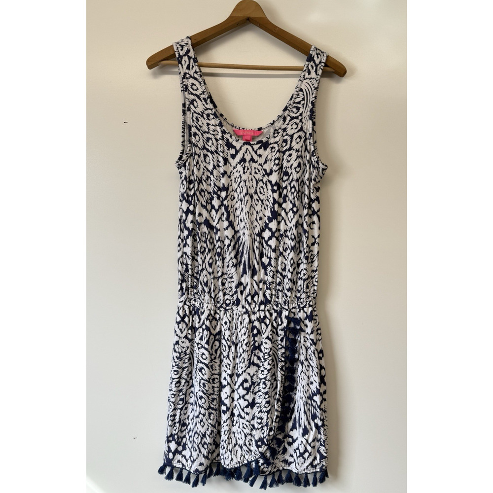 Lilly Pulitzer Navy and White Printed Tank Romper